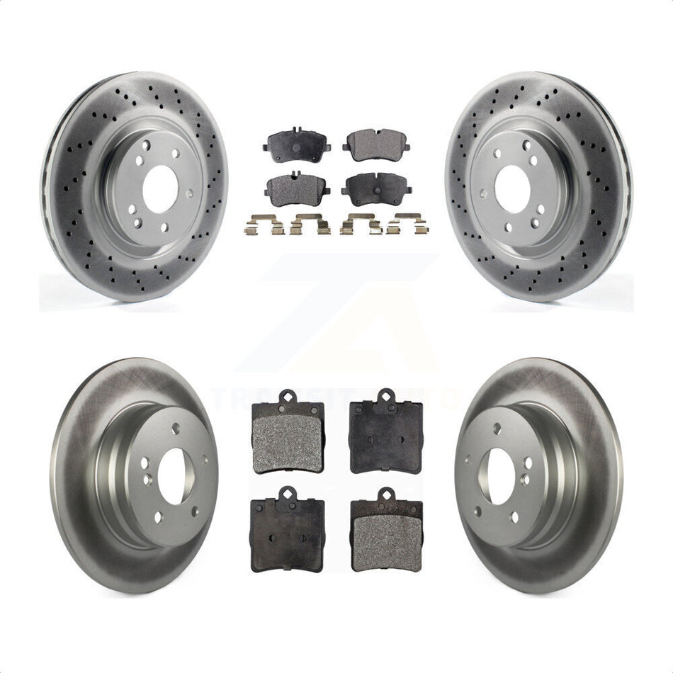 Front Rear Coated Disc Brake Rotors And Semi-Metallic Pads Kit For 2007-2008 Mercedes-Benz SLK280 With Sport Package KGF-100980 by Transit Auto