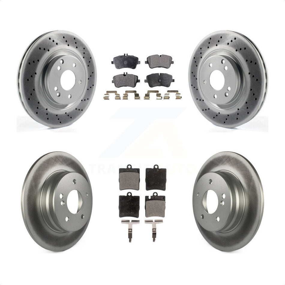 Front Rear Coated Disc Brake Rotors And Semi-Metallic Pads Kit For 2004 Mercedes-Benz C320 Wagon Coupe with RWD With Sport Package KGF-100981 by Transit Auto