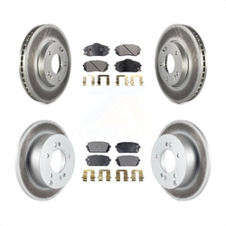 Front Rear Coated Disc Brake Rotors And Semi-Metallic Pads Kit For 2007-2009 Kia Rondo KGF-101002