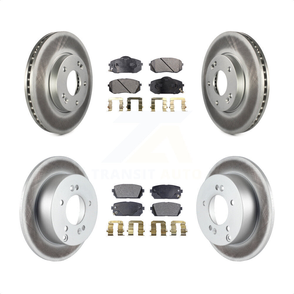 Front Rear Coated Disc Brake Rotors And Semi-Metallic Pads Kit For 2007-2009 Kia Rondo KGF-101002 by Transit Auto