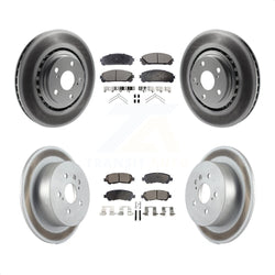 Front Rear Coated Disc Brake Rotors And Semi-Metallic Pads Kit For 2008-2013 Toyota Highlander KGF-101020