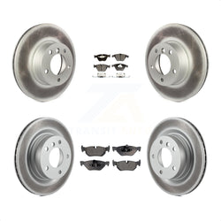 Front Rear Coated Disc Brake Rotors And Semi-Metallic Pads Kit For BMW 328i 323i KGF-101039
