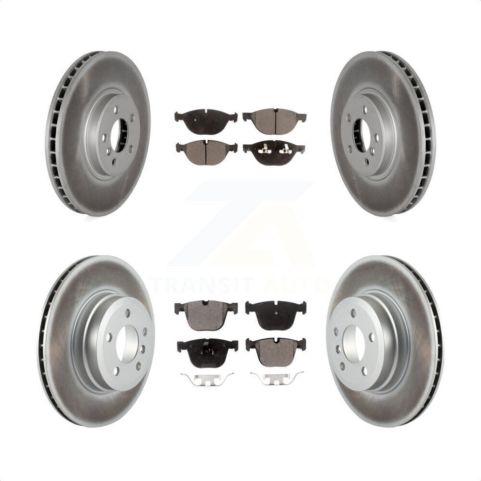 Front Rear Coated Disc Brake Rotors And Semi-Metallic Pads Kit For BMW X5 X6 xDrive50i KGF-101055 by Transit Auto