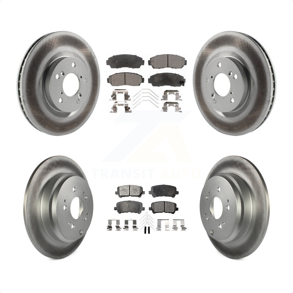 Front Rear Coated Disc Brake Rotors And Semi-Metallic Pads Kit For 2011-2014 Honda Odyssey KGF-101060 by Transit Auto