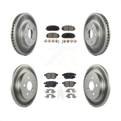 Front Rear Coated Disc Brake Rotors And Semi-Metallic Pads Kit For Toyota Prius Lexus CT200h Plug-In KGF-101062