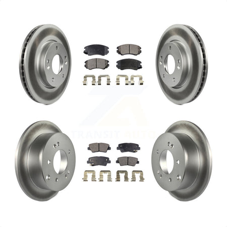 Front Rear Coated Disc Brake Rotors And Semi-Metallic Pads Kit For 2010-2011 Kia Soul 2.0L KGF-101066 by Transit Auto