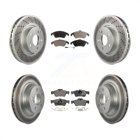 Front Rear Coated Disc Brake Rotors And Semi-Metallic Pads Kit For Mercedes-Benz E350 E400 With 322mm Diameter Rotor KGF-101081 by Transit Auto