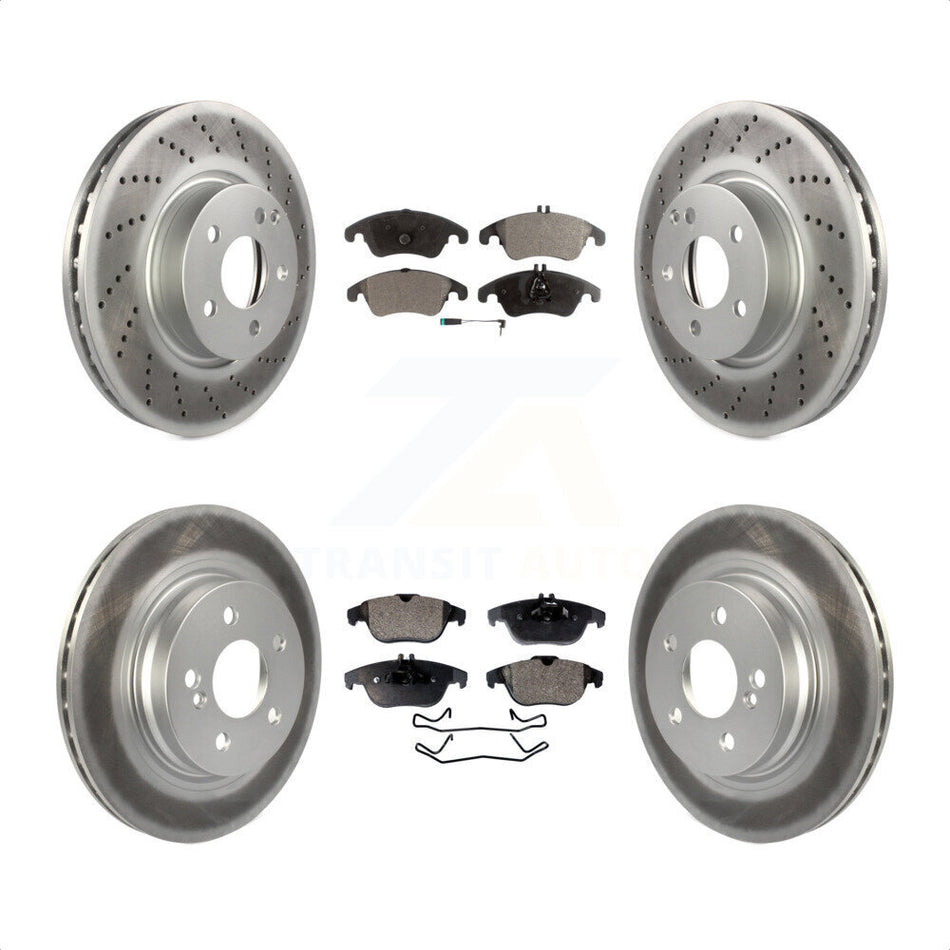 Front Rear Coated Disc Brake Rotors And Semi-Metallic Pads Kit For Mercedes-Benz E350 C300 C350 KGF-101082