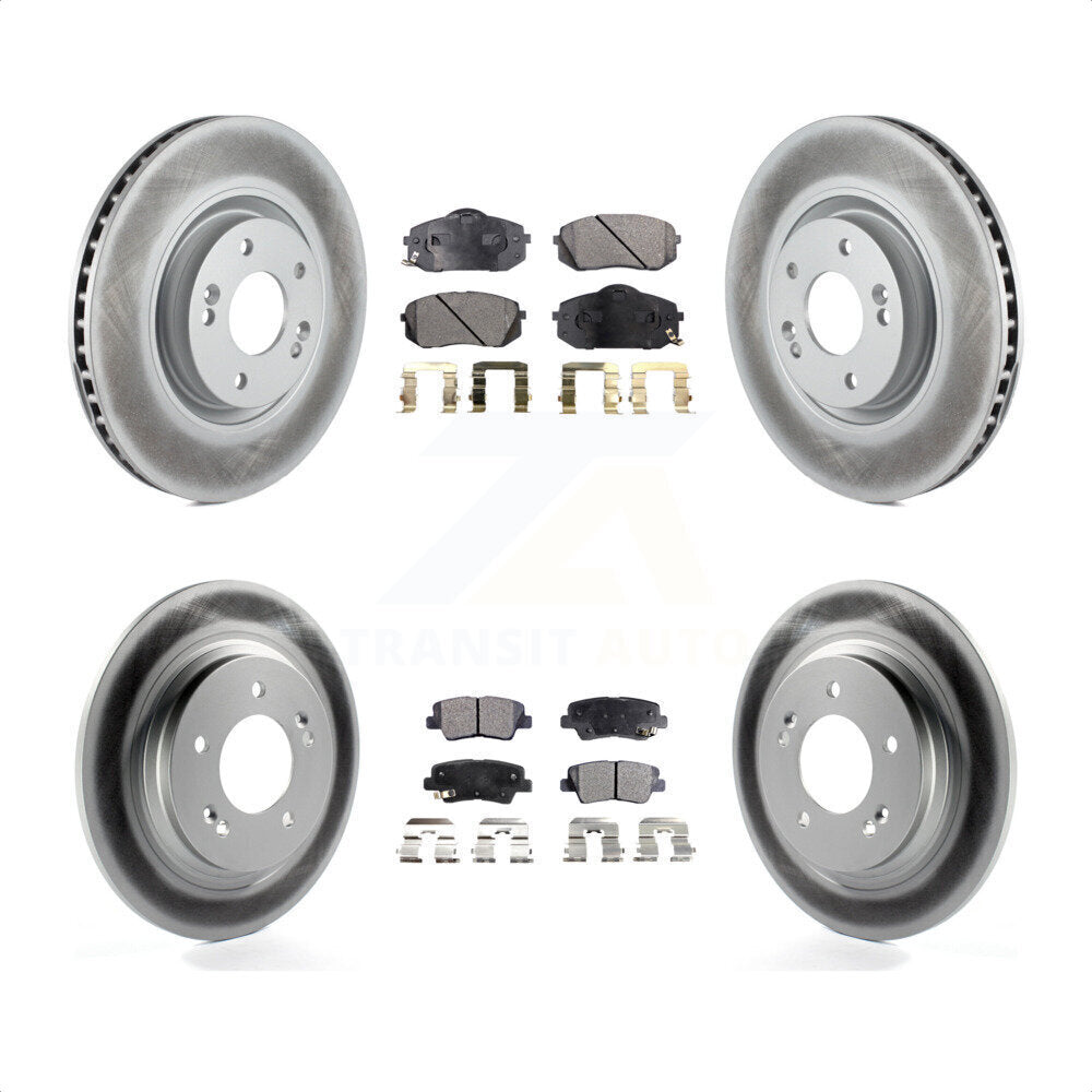 Front Rear Coated Disc Brake Rotors And Semi-Metallic Pads Kit For 2015 Hyundai Sonata GAS engine With Power Operated Parking KGF-101096 by Transit Auto