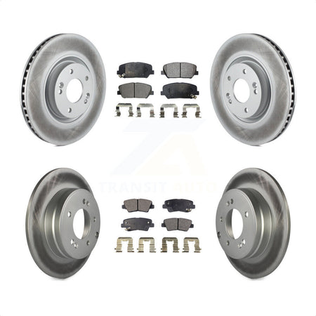 Front Rear Coated Disc Brake Rotors And Semi-Metallic Pads Kit For Kia Optima 2.0L KGF-101097 by Transit Auto