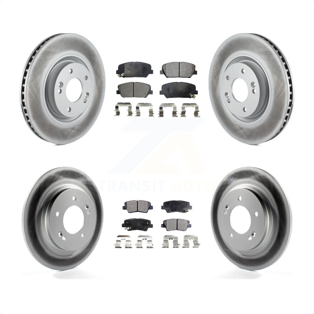 Front Rear Coated Disc Brake Rotors And Semi-Metallic Pads Kit For 2013-2015 Kia Optima 2.0L With Electric Parking KGF-101098 by Transit Auto