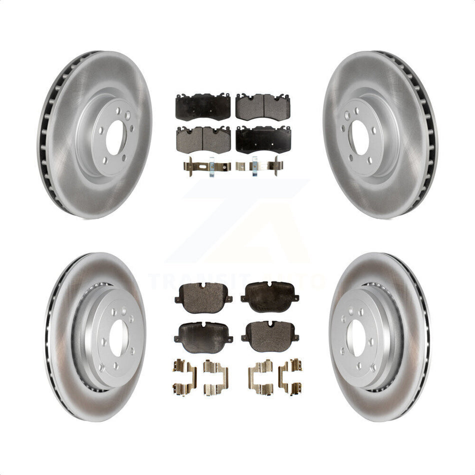 Front Rear Coated Disc Brake Rotors And Semi-Metallic Pads Kit For 2010-2013 Land Rover Range Sport Supercharged KGF-101106 by Transit Auto