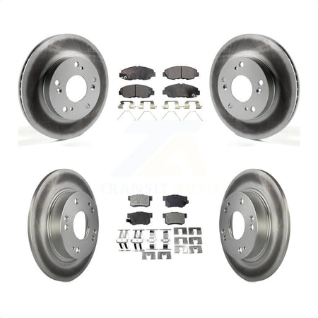 Front Rear Coated Disc Brake Rotors And Semi-Metallic Pads Kit For Honda Civic KGF-101114 by Transit Auto