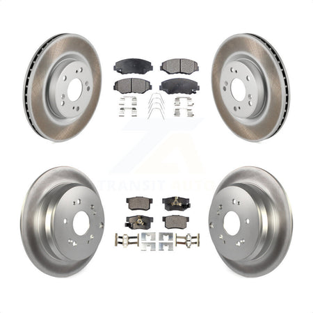 Front Rear Coated Disc Brake Rotors And Semi-Metallic Pads Kit For 2012-2016 Honda CR-V FWD KGF-101130 by Transit Auto