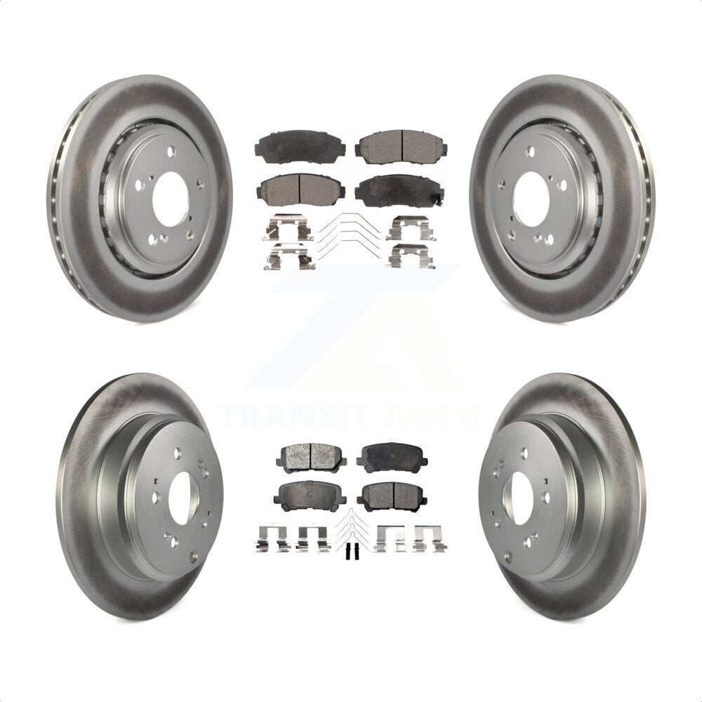 Front Rear Coated Disc Brake Rotors And Semi-Metallic Pads Kit For 2015-2017 Honda Odyssey KGF-101132 by Transit Auto