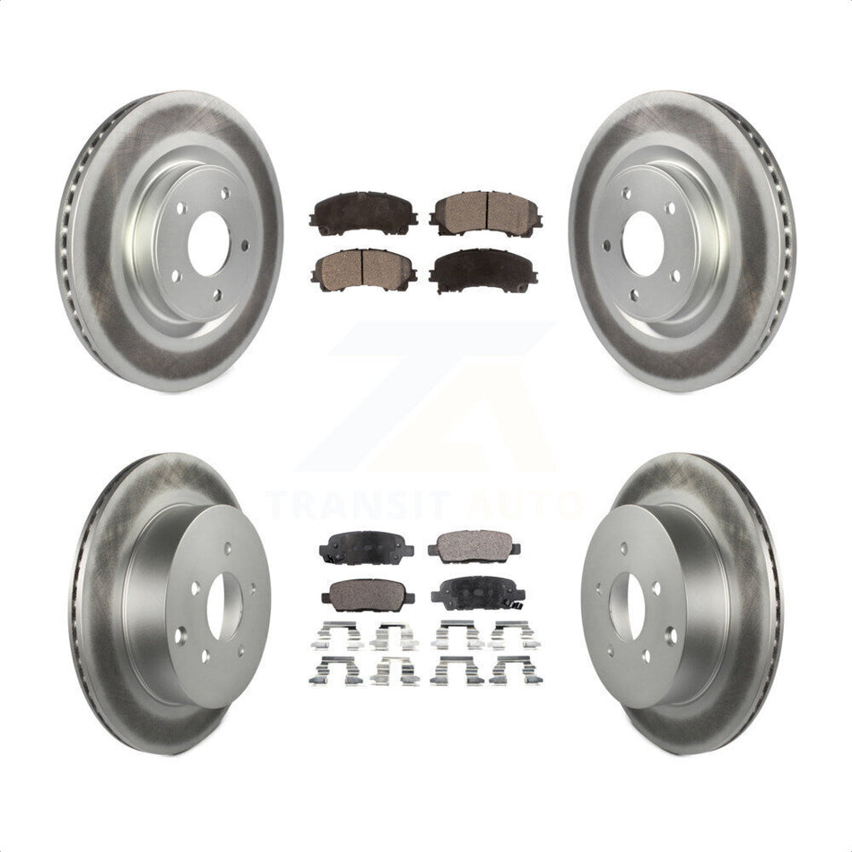 Front Rear Coated Disc Brake Rotors And Semi-Metallic Pads Kit For INFINITI Q50 Q60 KGF-101135 by Transit Auto