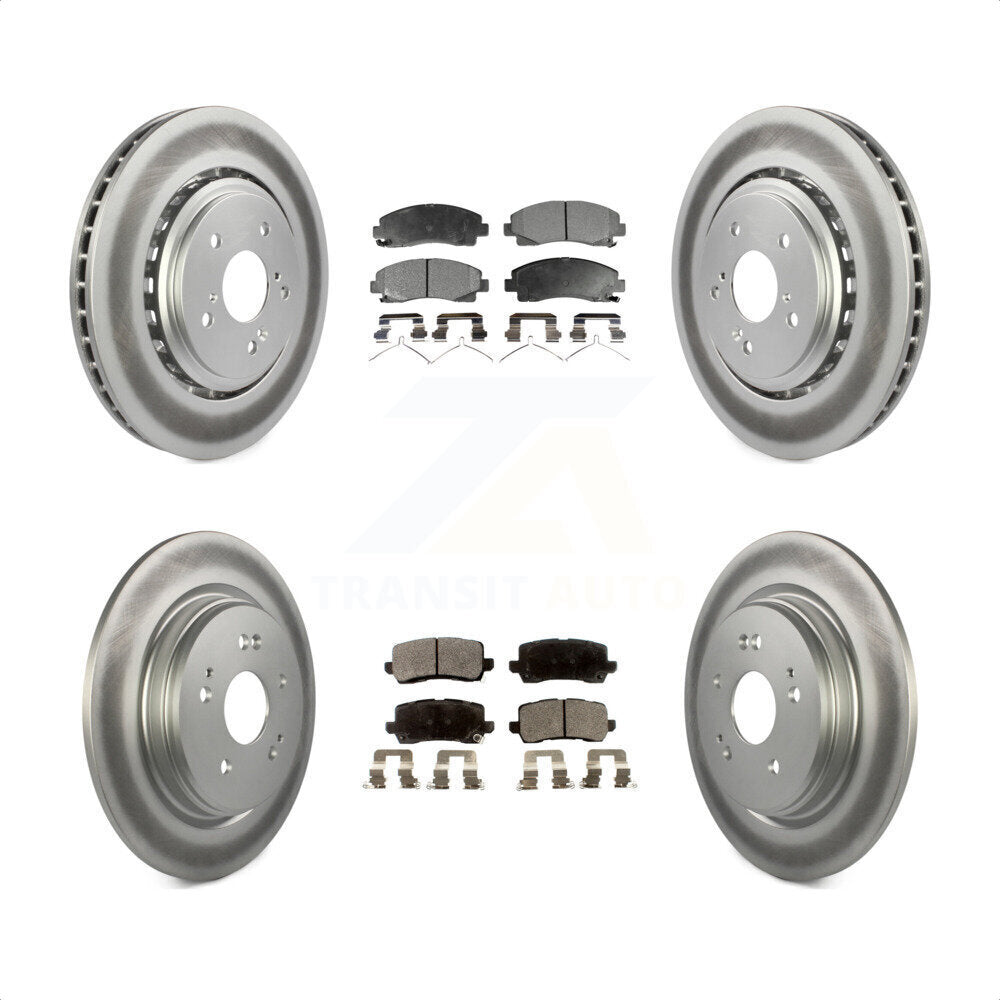 Front Rear Coated Disc Brake Rotors And Semi-Metallic Pads Kit For 2015-2020 Acura TLX KGF-101137 by Transit Auto