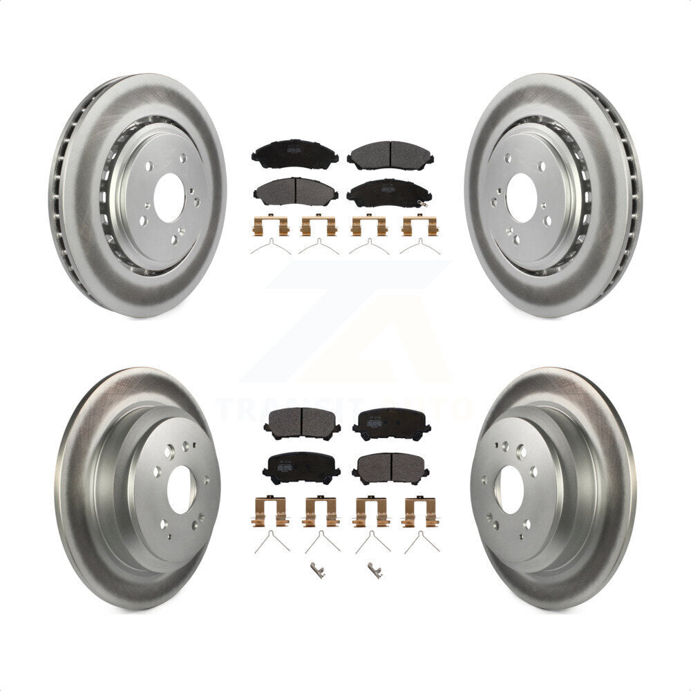 Front Rear Coated Disc Brake Rotors And Semi-Metallic Pads Kit For 2014-2016 Acura MDX KGF-101138 by Transit Auto