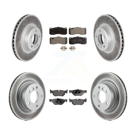 Front Rear Coated Disc Brake Rotors And Semi-Metallic Pads Kit For 2013 BMW 328i Coupe with 3.0L With 340mm Diameter Rotor KGF-101177 by Transit Auto