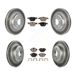 Front Rear Coated Disc Brake Rotors And Semi-Metallic Pads Kit For BMW 535i xDrive 535d ActiveHybrid 5 KGF-101186