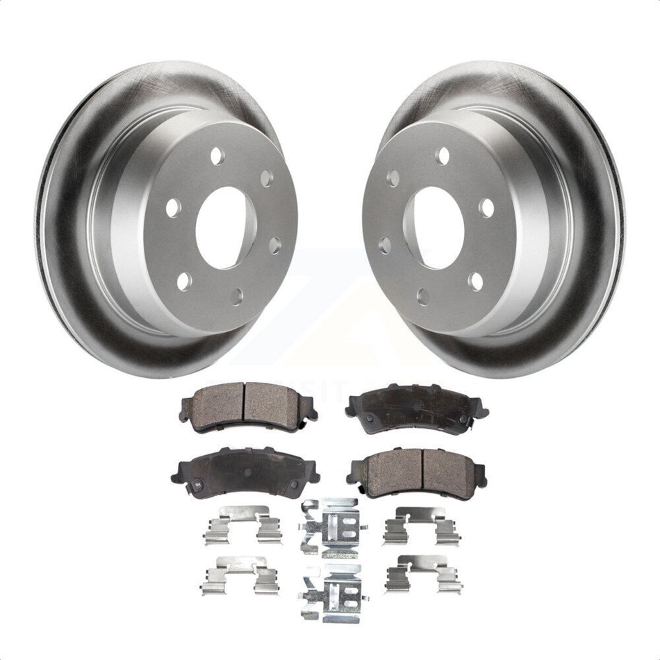 Rear Coated Disc Brake Rotors And Semi-Metallic Pads Kit For Chevrolet Silverado 1500 GMC Sierra Tahoe Classic Suburban Astro Yukon XL Safari KGF-101191 by Transit Auto