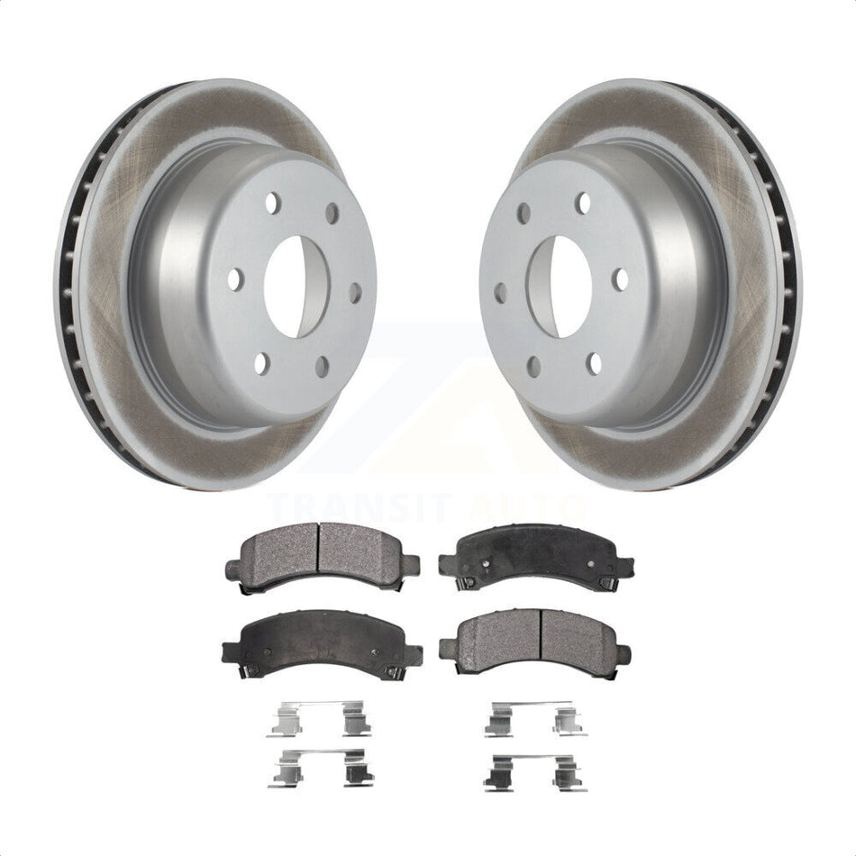 Rear Coated Disc Brake Rotors And Semi-Metallic Pads Kit For Chevrolet Tahoe GMC Suburban 1500 Yukon Avalanche XL Express Cadillac Escalade Savana KGF-101201 by Transit Auto