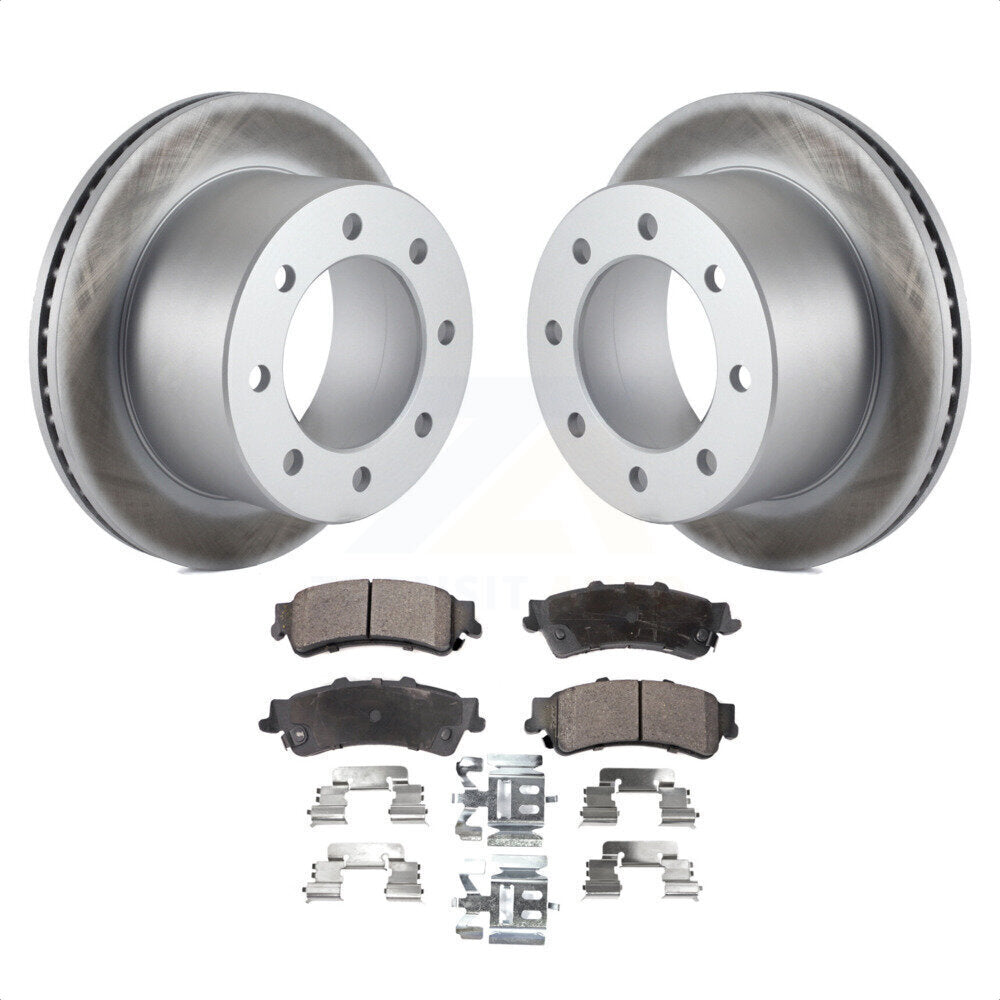 Rear Coated Disc Brake Rotors And Semi-Metallic Pads Kit For 2001-2001 Chevrolet Silverado 3500 GMC Sierra KGF-101204 by Transit Auto