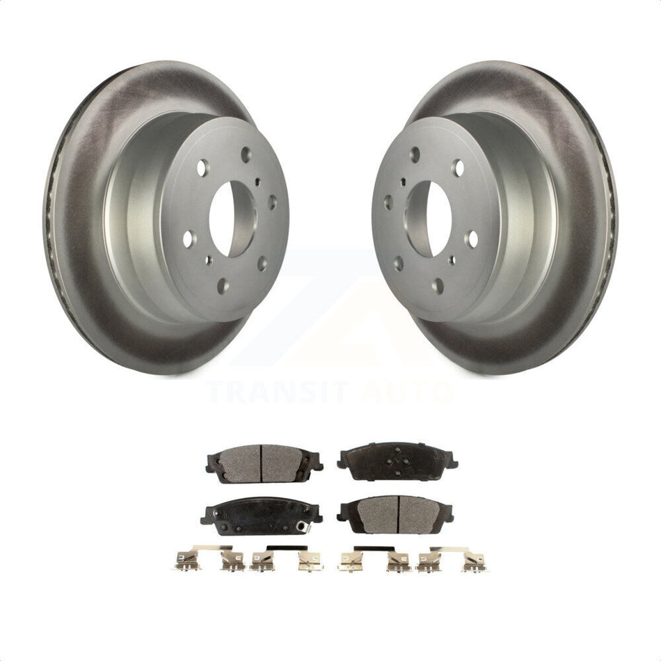 Rear Coated Disc Brake Rotors And Semi-Metallic Pads Kit For Chevrolet Silverado 1500 GMC Sierra Tahoe Suburban Yukon Cadillac XL Escalade ESV LD Limited KGF-101223 by Transit Auto