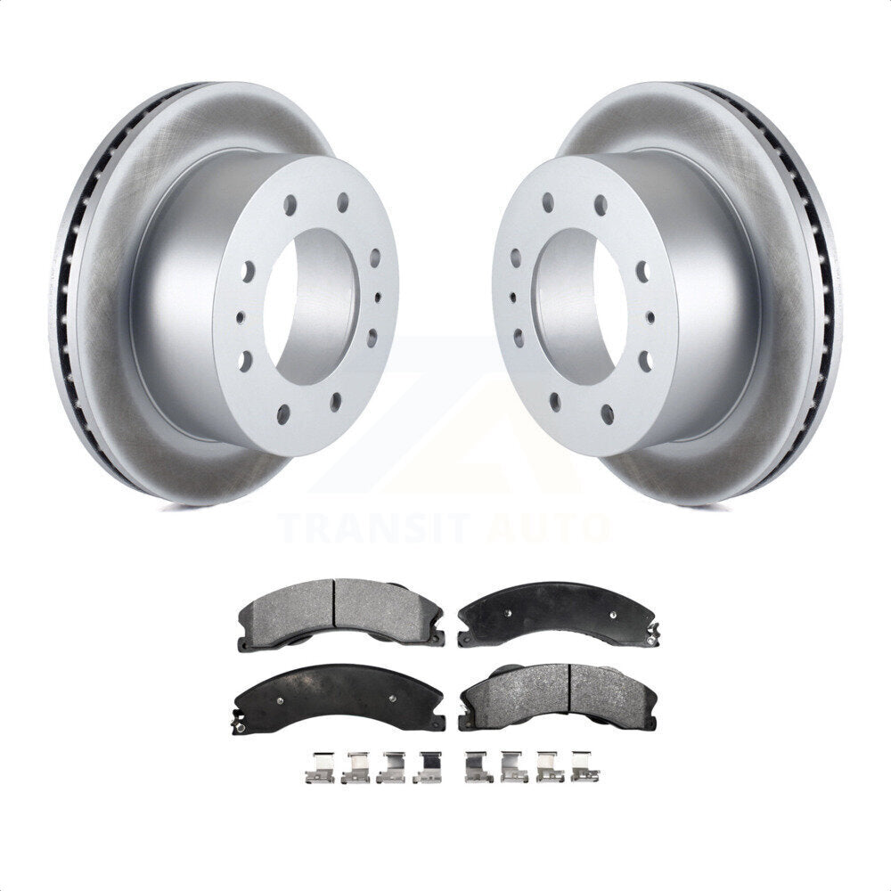 Rear Coated Disc Brake Rotors And Semi-Metallic Pads Kit For Chevrolet Silverado 2500 HD GMC Sierra 3500 Suburban KGF-101241 by Transit Auto