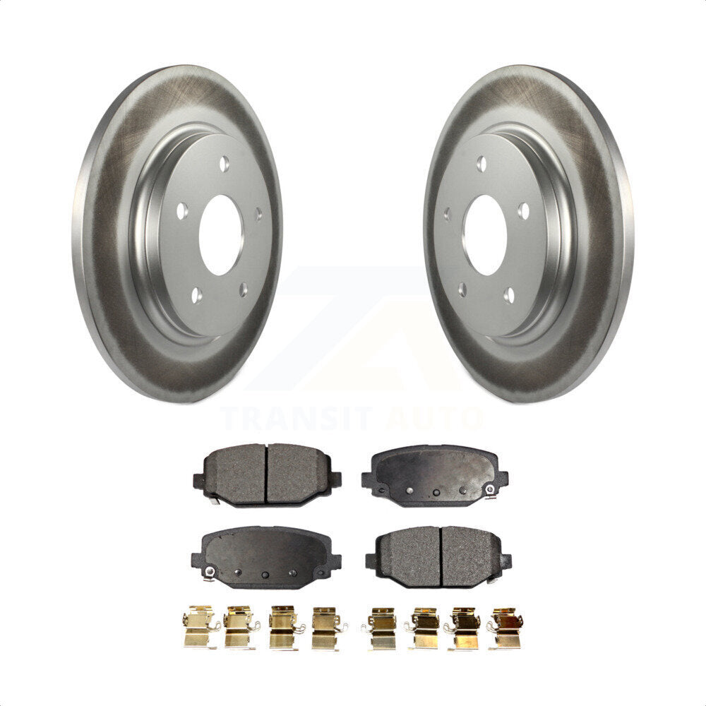 Rear Coated Disc Brake Rotors And Semi-Metallic Pads Kit For 2017-2018 Dodge Grand Caravan With Single Piston Front Caliper KGF-101324 by Transit Auto