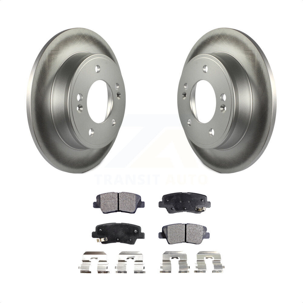 Rear Coated Disc Brake Rotors And Semi-Metallic Pads Kit For Hyundai Elantra Kia Soul Forte Veloster GT Forte5 Coupe Koup KGF-101528 by Transit Auto