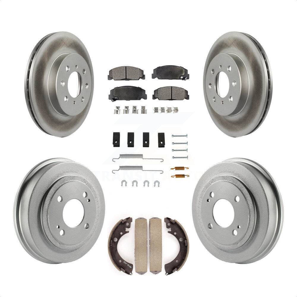 Front Rear Coated Disc Brake Rotors Semi-Metallic Pads And Drum Kit (7Pc) For 1997 Honda Civic LX with 4-Wheel ABS KGF-101607 by Transit Auto