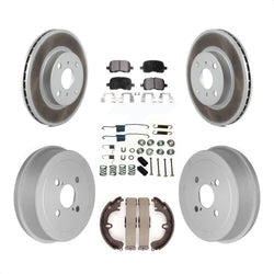 Front Rear Coated Disc Brake Rotors Semi-Metallic Pads And Drum Kit (7Pc) For Toyota Corolla KGF-101618