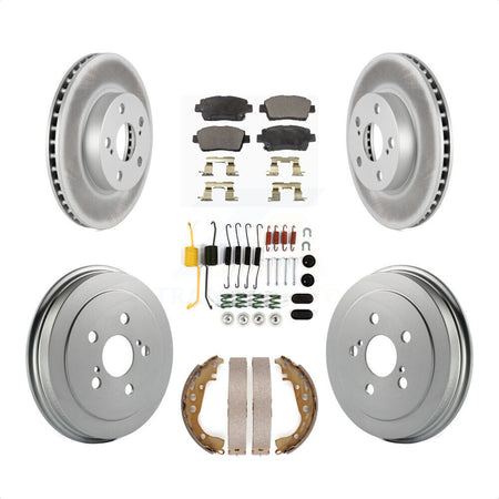 Front Rear Coated Disc Brake Rotors Semi-Metallic Pads And Drum Kit (7Pc) For 2004-2007 Toyota Prius KGF-101629 by Transit Auto