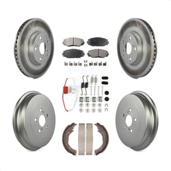 Front Rear Coated Disc Brake Rotors Semi-Metallic Pads And Drum Kit (7Pc) For Toyota Corolla KGF-101634