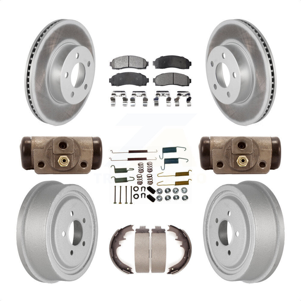 Front Rear Coated Disc Brake Rotors Semi-Metallic Pads And Drum Kit (9Pc) For Ford Ranger Mazda B4000 With 10" Diameter KGF-101646 by Transit Auto