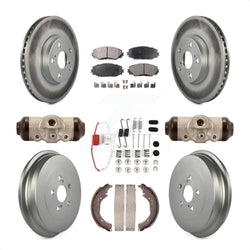 Front Rear Coated Disc Brake Rotors Semi-Metallic Pads And Drum Kit (9Pc) For 2009-2013 Toyota Corolla KGF-101652