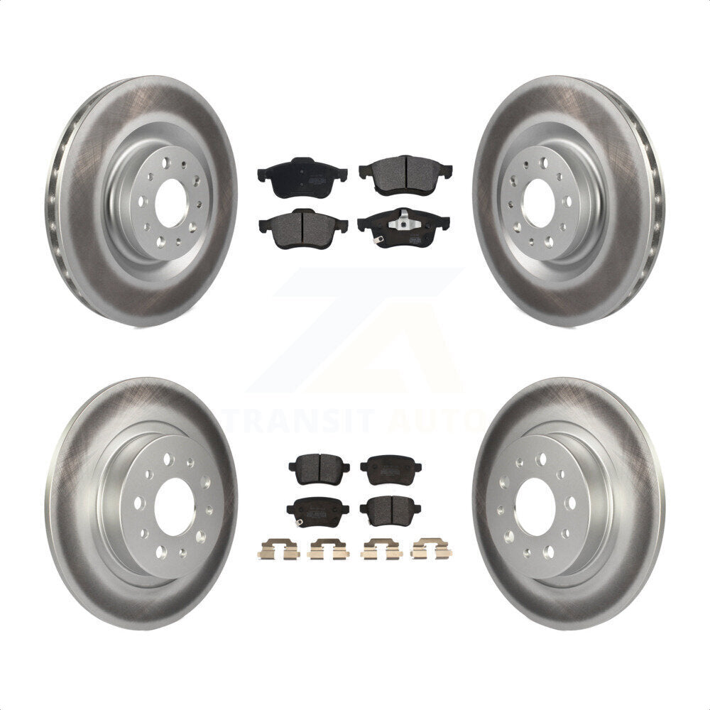 Front Rear Coated Disc Brake Rotors And Semi-Metallic Pads Kit For 2014-2020 Fiat 500L KGF-101668 by Transit Auto