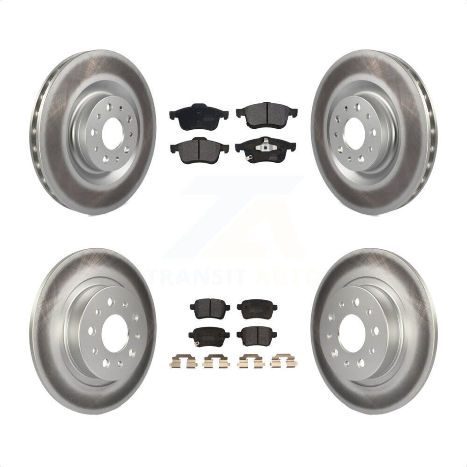 Front Rear Coated Disc Brake Rotors And Semi-Metallic Pads Kit For 2014-2020 Fiat 500L KGF-101668 by Transit Auto