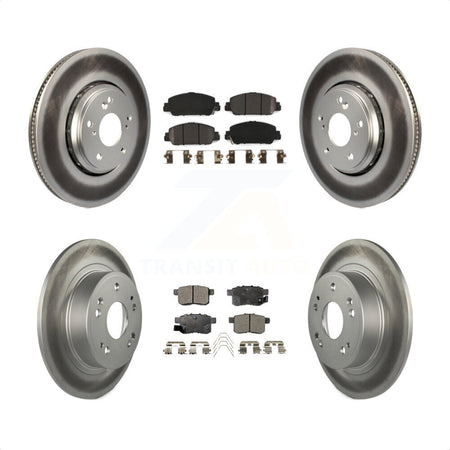 Front Rear Coated Disc Brake Rotors And Semi-Metallic Pads Kit For 2017 Honda Accord Hybrid EX-L Touring KGF-101673 by Transit Auto