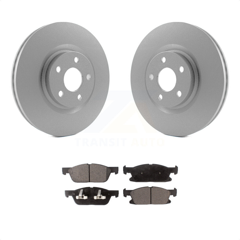 Front Coated Disc Brake Rotors And Semi-Metallic Pads Kit For Ford Edge KGF-101677 by Transit Auto