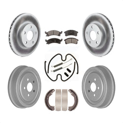 Front Rear Coated Disc Brake Rotors Semi-Metallic Pads And Drum Kit (7Pc) For 2003 Chevrolet Cavalier With 225mm x 45mm Size KGF-101686