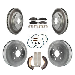 Front Rear Coated Disc Brake Rotors Semi-Metallic Pads And Drum Kit (7Pc) For 2009-2009 Chevrolet Silverado 1500 GMC Sierra Except Vehicles Using Hold Down Pins KGF-101692