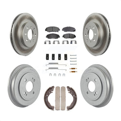 Front Rear Coated Disc Brake Rotors Semi-Metallic Pads And Drum Kit (7Pc) For Honda Insight KGF-101700