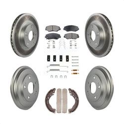 Front Rear Coated Disc Brake Rotors Semi-Metallic Pads And Drum Kit (7Pc) For Honda Civic KGF-101702