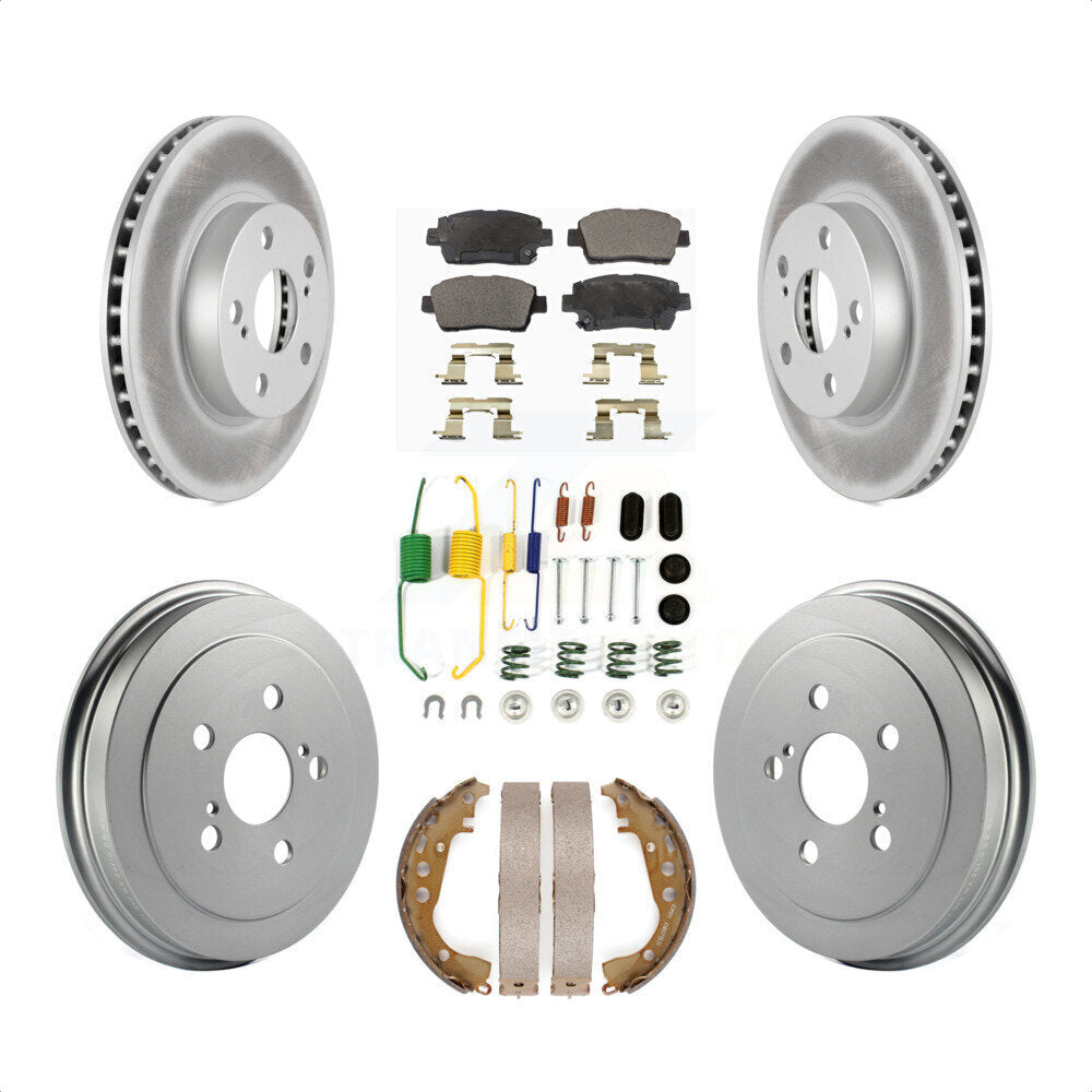 Front Rear Coated Disc Brake Rotors Semi-Metallic Pads And Drum Kit (7Pc) For 2008 Toyota Prius KGF-101705 by Transit Auto