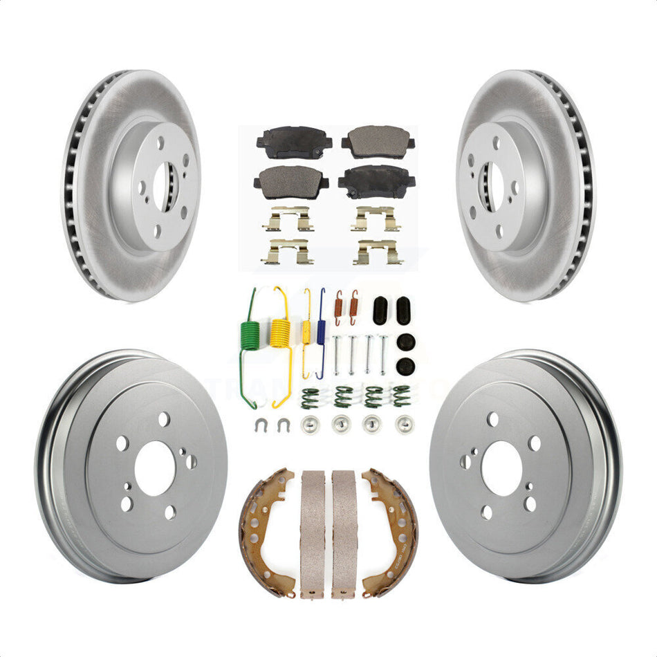 Front Rear Coated Disc Brake Rotors Semi-Metallic Pads And Drum Kit (7Pc) For 2008 Toyota Prius KGF-101705 by Transit Auto