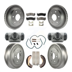 Front Rear Coated Disc Brake Rotors Semi-Metallic Pads And Drum Kit (9Pc) For Chevrolet Silverado 1500 GMC Sierra Classic With 6400 Lb GVW KGF-101732