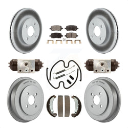 Front Rear Coated Disc Brake Rotors Semi-Metallic Pads And Drum Kit (9Pc) For Chevrolet Cobalt Saturn Ion Pontiac G5 Pursuit KGF-101736
