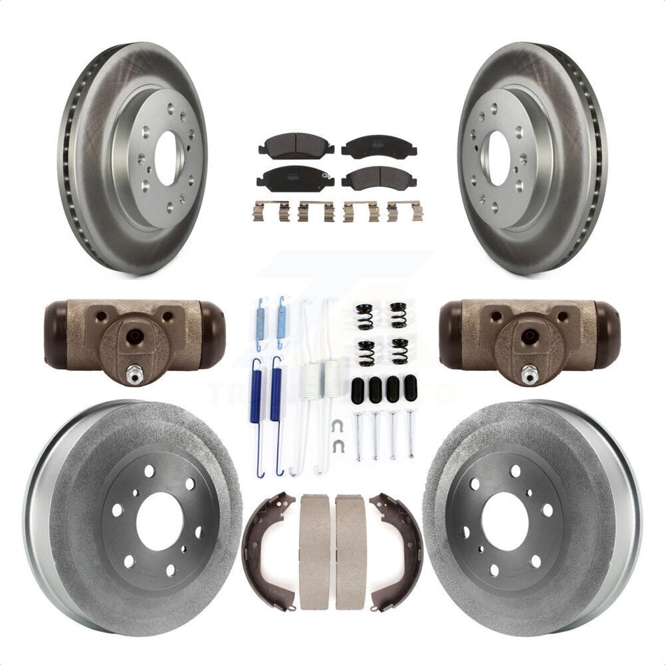 Front Rear Coated Disc Brake Rotors Semi-Metallic Pads And Drum Kit (9Pc) For Chevrolet Silverado 1500 GMC Sierra With 7000 Lb GVW KGF-101742 by Transit Auto